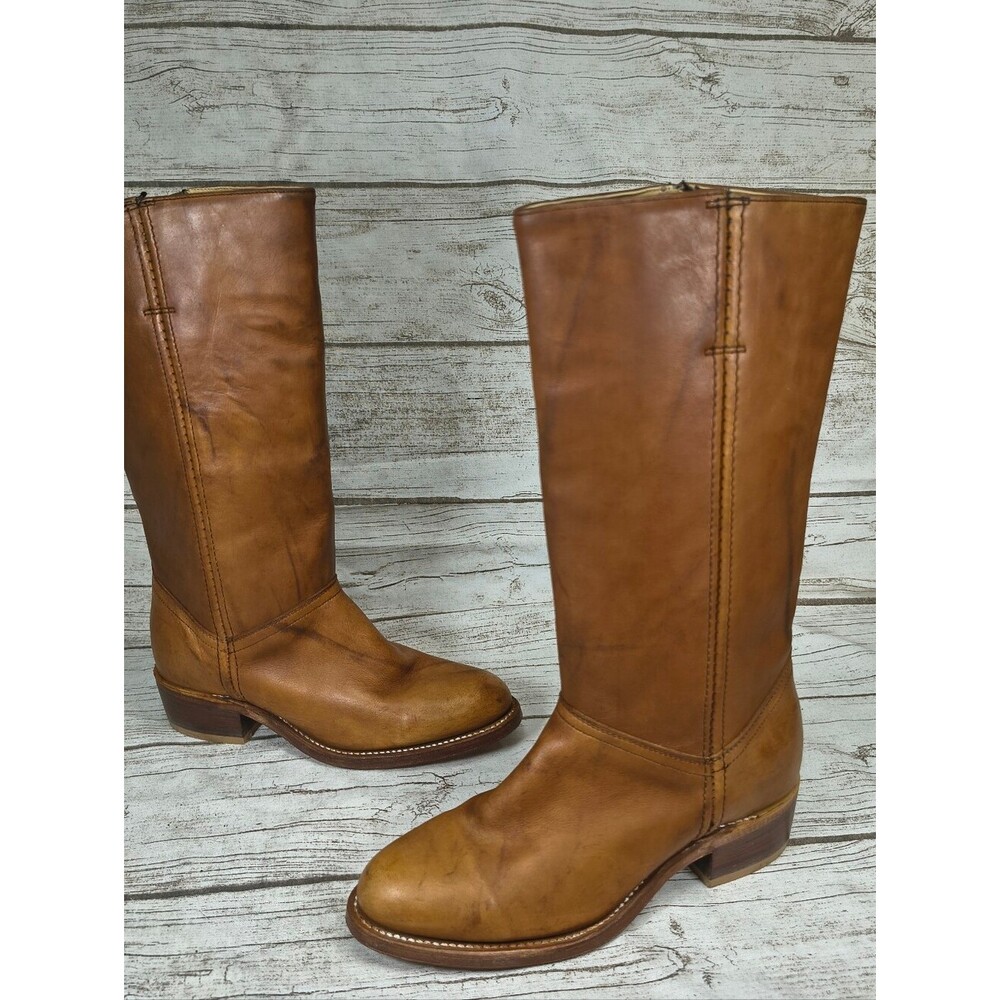 Vintage Double H Campus Boots Congac Brown Leather Women Size 6
